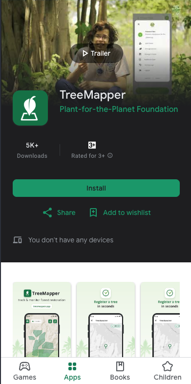 Screenshot of TreeMapper in the Google Play Store