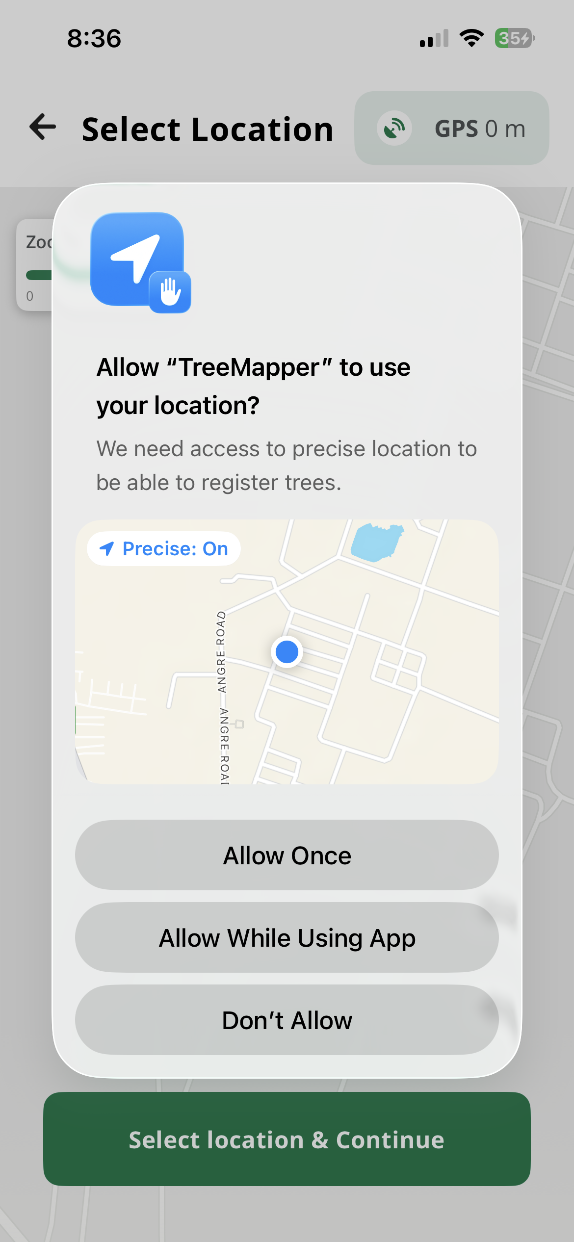 Location permission screenshot