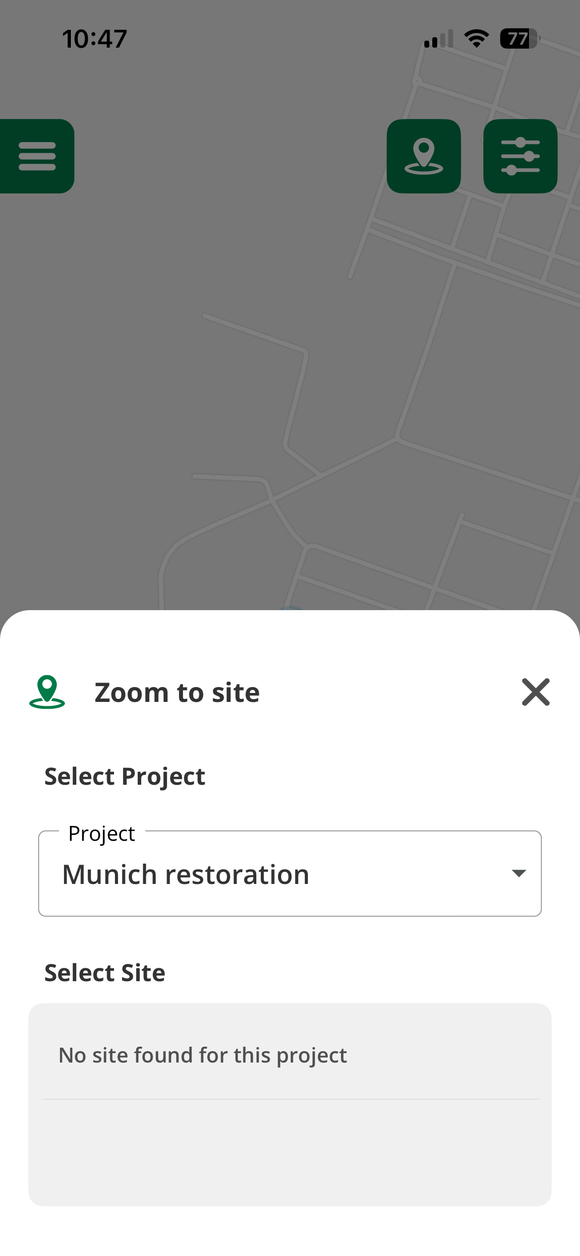 Select Project for intervention